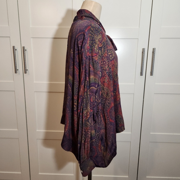 Polo Ralph Lauren Paisley Silk Blend Bow Blouse - Size Large - Picture 2 of 9